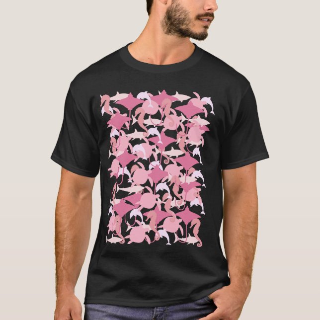 Kamouflage Marine Life Ocean Camo Girls Women T Shirt (Framsida)