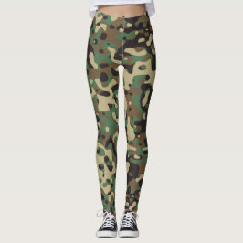 Kamouflage Militärarméns Grönt Mönster Leggings