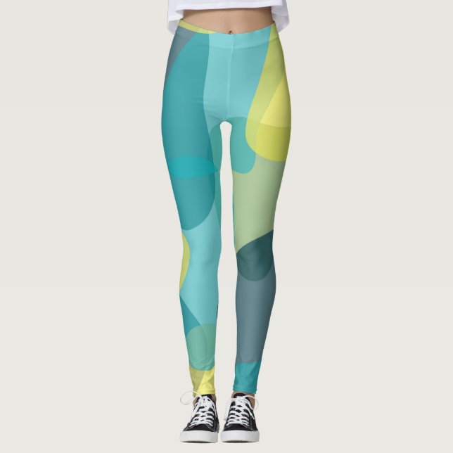 Kamouflage, modernt, coola, trendig, geometrisk st leggings (Framsida)