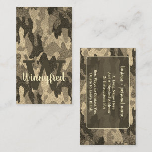 Kamouflage Monogram Outdoorsy mörk Glitter Visitkort
