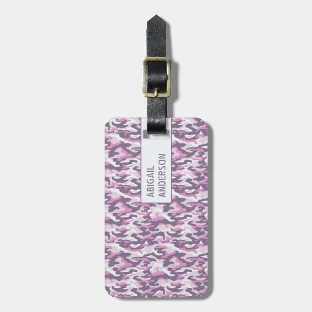 Kamouflage mönster i dubbel Grå och Rosa Bagagebricka (Vertikal Framsida)