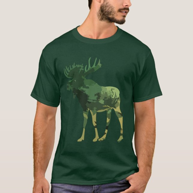Kamouflage Moose Animal Nature art T-shirt (Framsida)