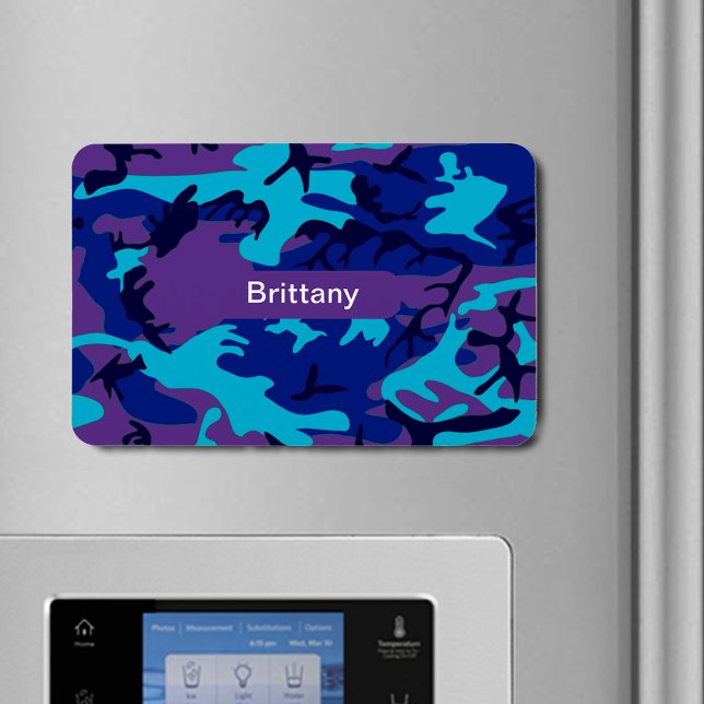 Kamouflage Mörk blått & Lila Mönster Lägg till Nam Magnet (Camouflage Dark Blue & Purple Pattern Add Name Magnet)