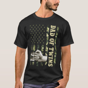 Kamouflage mot Tvillin Pappa, amerikanska Flagga i T Shirt