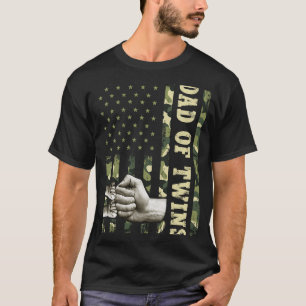 Kamouflage mot Tvillin Pappa, amerikanska Flagga i T Shirt