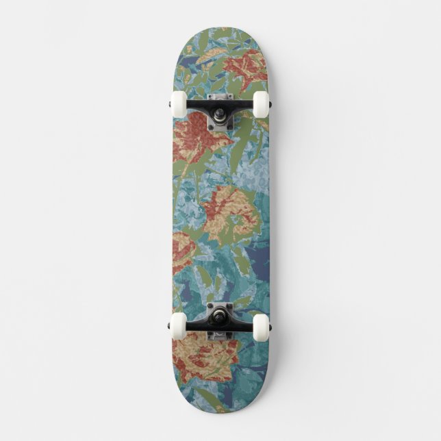 Kamouflage och blommor old school skateboard bräda 21,6 cm (Framsida)