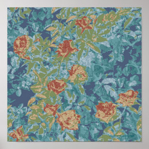 Kamouflage och blommor poster