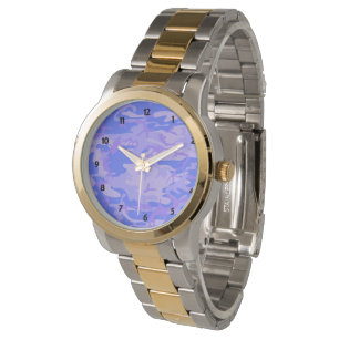 Kamouflage Pastel Blue Abstrakt Mönster Kvinnor i Armbandsur