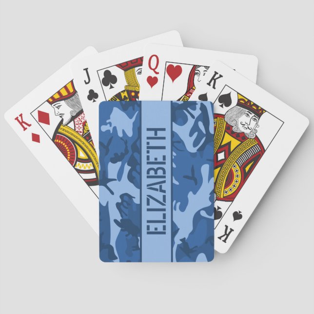 Kamouflage Personlig Blå Casinokort (Baksidan)