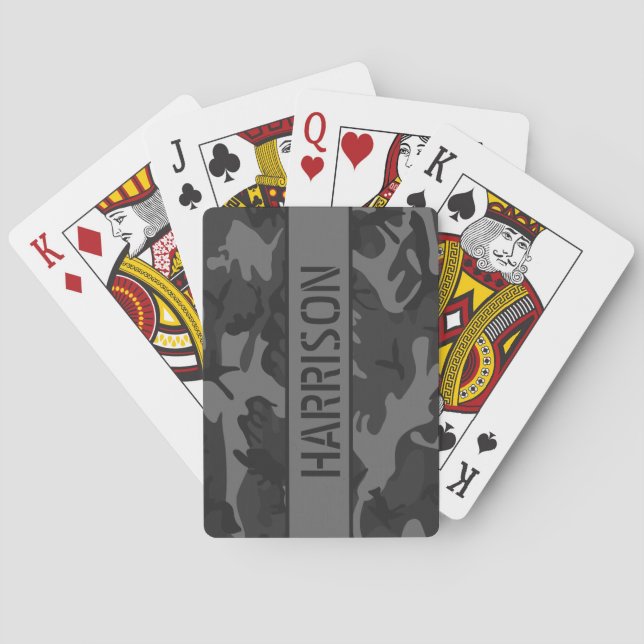Kamouflage Personlig Kolgrå Casinokort (Baksidan)