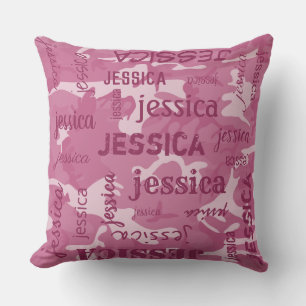 Kamouflage Personlig Kortare Namn Rosa Kudde