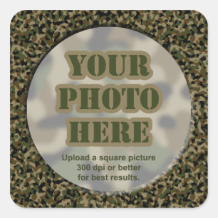 Kamouflage Photo Stickers (lakan på 20 små) Fyrkantigt Klistermärke