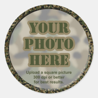 Kamouflage Photo Stickers (lakan på 20 små) Runt Klistermärke