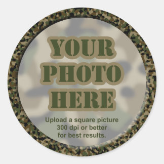 Kamouflage Photo Stickers (lakan på 6 stora kliste Runt Klistermärke