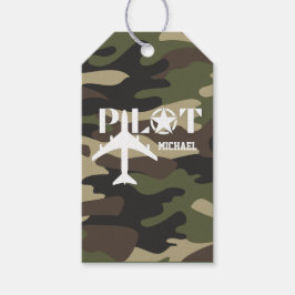 Kamouflage Pilot-typografi, personlig Presentetikett