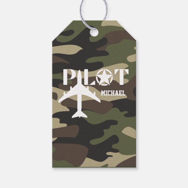 Kamouflage Pilot-typografi, personlig Presentetikett (Framsidan)