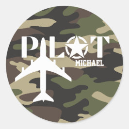 Kamouflage Pilot typografi, personlig Runt Klistermärke