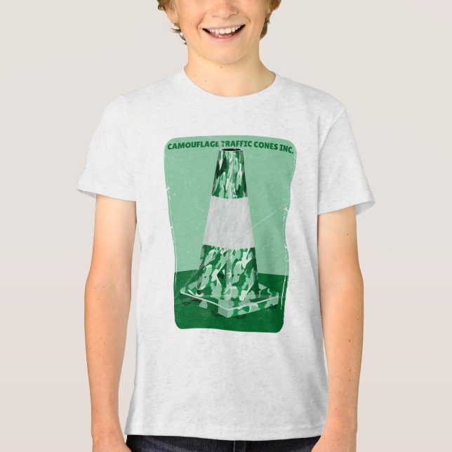 Kamouflage rd cone lustig trafikkon t shirt (Framsida)
