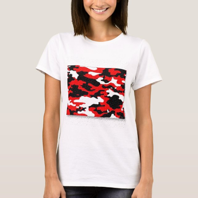 Kamouflage Röda Mönster T-shirt (Framsida)