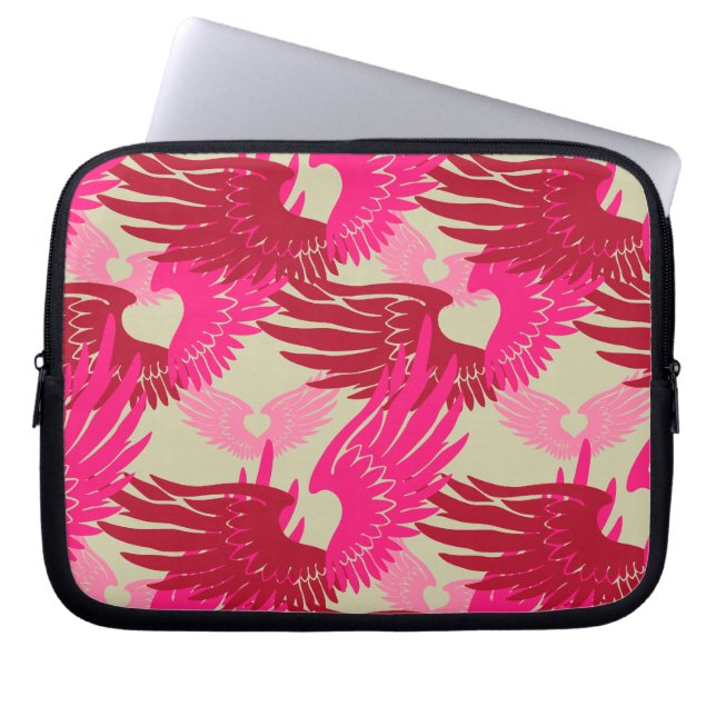 Kamouflage: Rosa och Beige Laptop Sleeve (Framsidan)