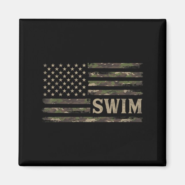 Kamouflage Simströja Usa Flagga Simmare Tränare Magnet (Framsidan)