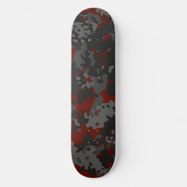 Kamouflage Skateboard Röd Svart Grå