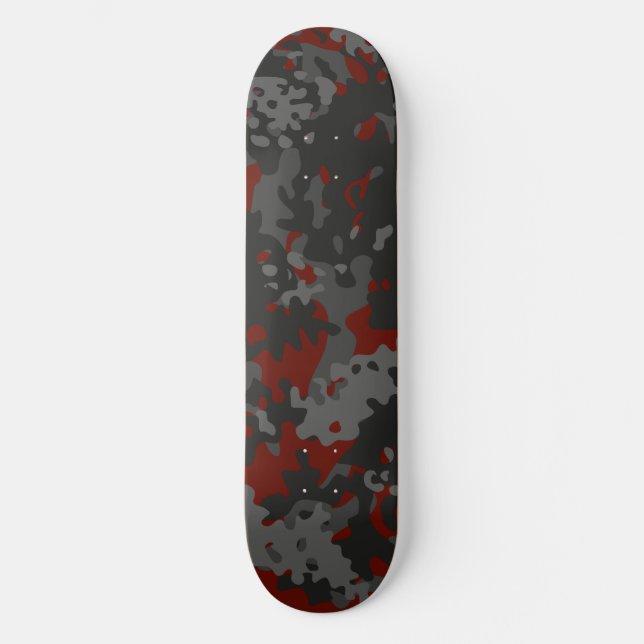 Kamouflage Skateboard Röd Svart Grå (Framsida)