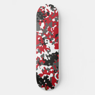 Kamouflage Skateboard Röd Svart Grå Vit