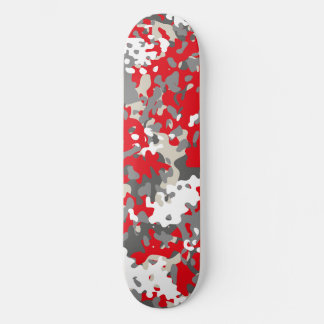 Kamouflage Skateboard Röd Svart Grå Vit