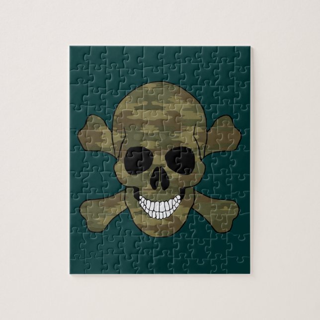 Kamouflage Skull och Crossbone Puzzle Pussel (Vertikal)