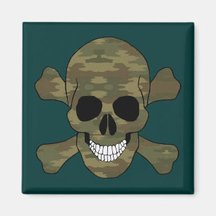 Kamouflage Skull och korsben Magnet