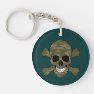 Kamouflage Skull och korsben Nyckelring