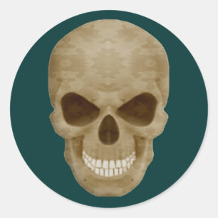 Kamouflage Skullstickers Runt Klistermärke