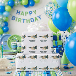Kamouflage Stridsflygplan Pojke 1-årsdag Presentpapper