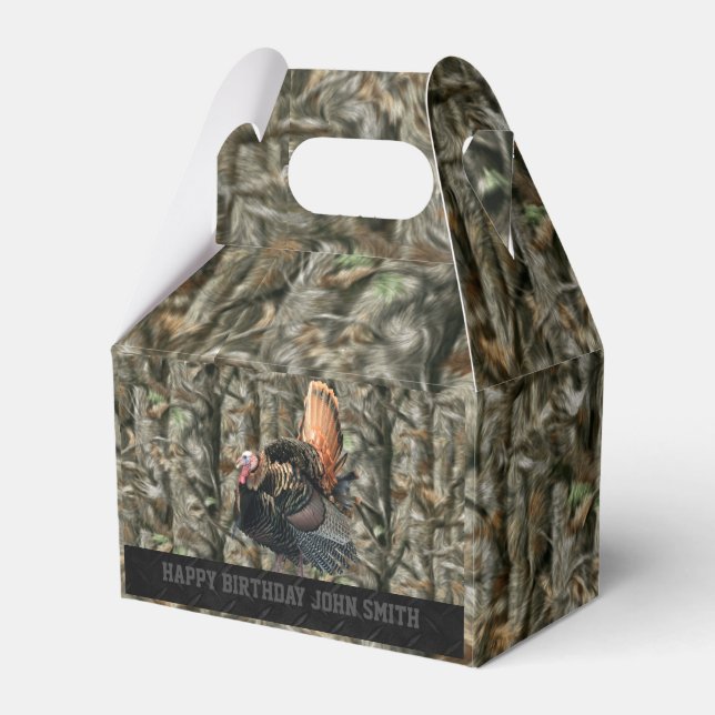 Kamouflage Turkey Hunting Manar Birthday Favor Presentaskar (Framsidan Sidan)