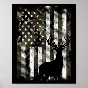 Kamouflage Us Flag Dov Älg Hjort Jakt Kläder Poster
