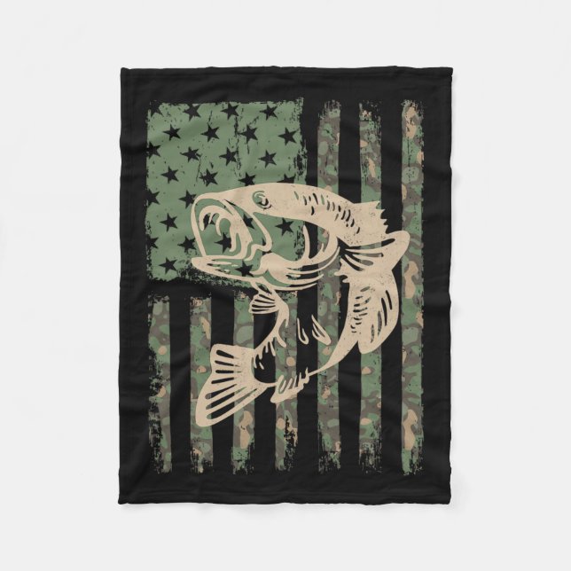 Kamouflage USA Flag Big Mouth B Fisket present  Fleecefilt (Framsidan)