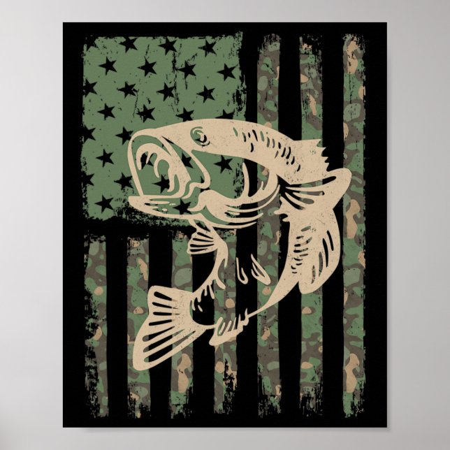 Kamouflage USA flagga Big Mouth B Fishing 1 Poster (Framsidan)