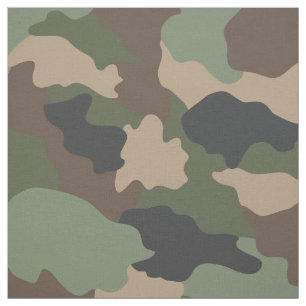 Kamouflage Woodland Camo Khaki Grönt Tan Black Tyg
