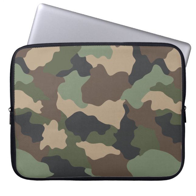 Kamouflage Woodland Camo Khaki Tan Black Laptop Fodral (Framsidan)