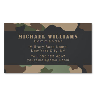 Kamouflage Woodland Camo Khaki Tan Black Monogram Magnetiska Visitkort