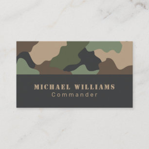 Kamouflage Woodland Camo Khaki Tan Black Monogram Visitkort