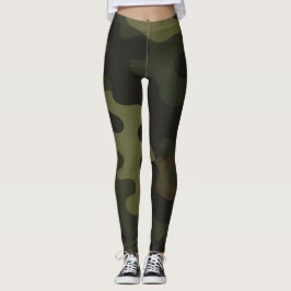 Kamouflage Yoga Jordnära Gröna Bruna Svarta Accent Leggings