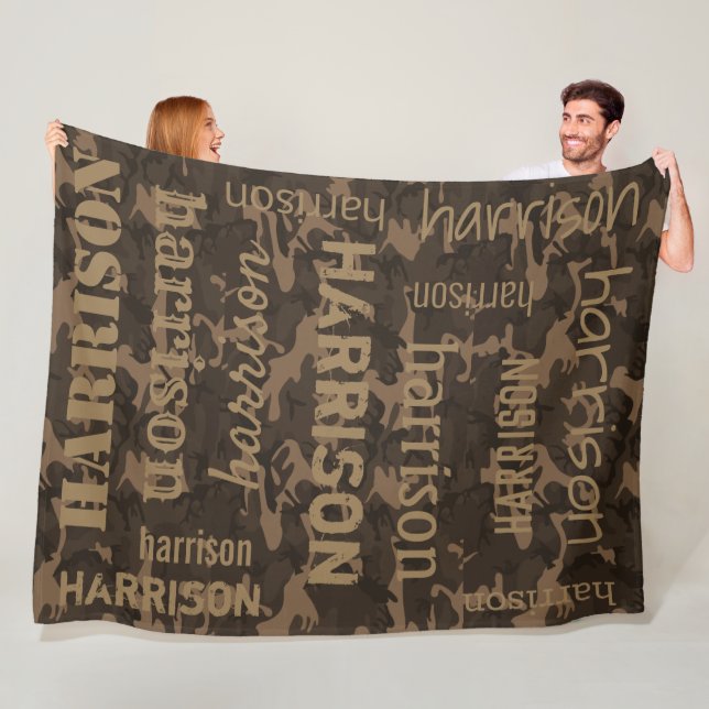 Kamouflagebrun Personanpassad Fleecefilt (På plats)