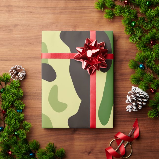 Kamouflagefärg khaki presentpapper (Julgåva)