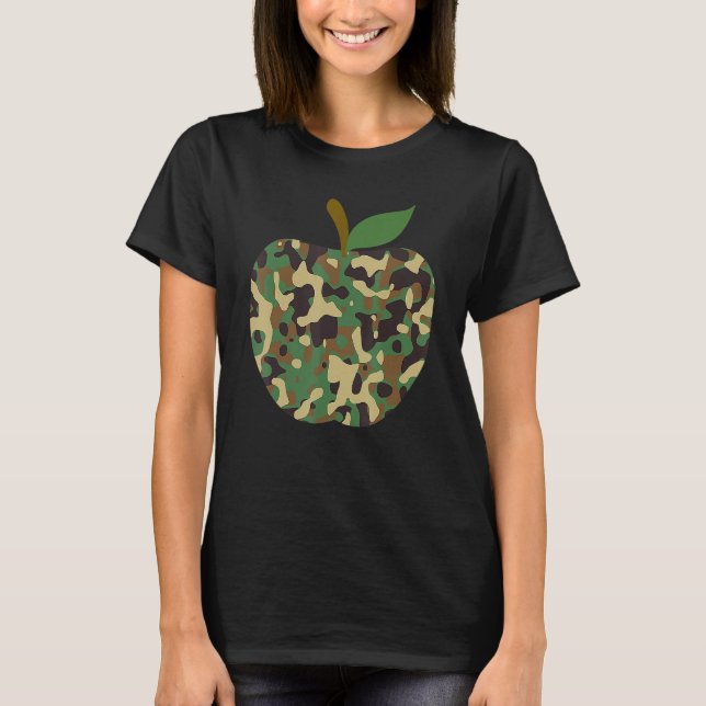 Kamouflerad Apple Första Skoldagen Undervisnings T Shirt (Framsida)