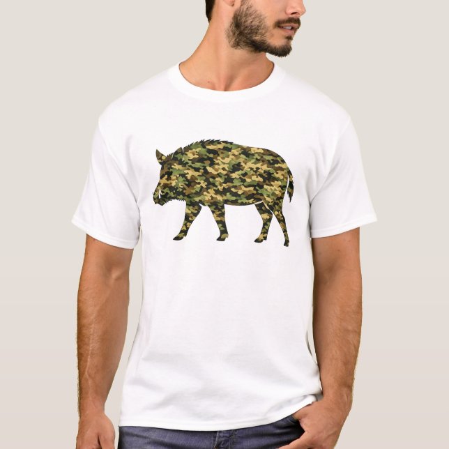 Kamouflerad vildsvin t shirt (Framsida)