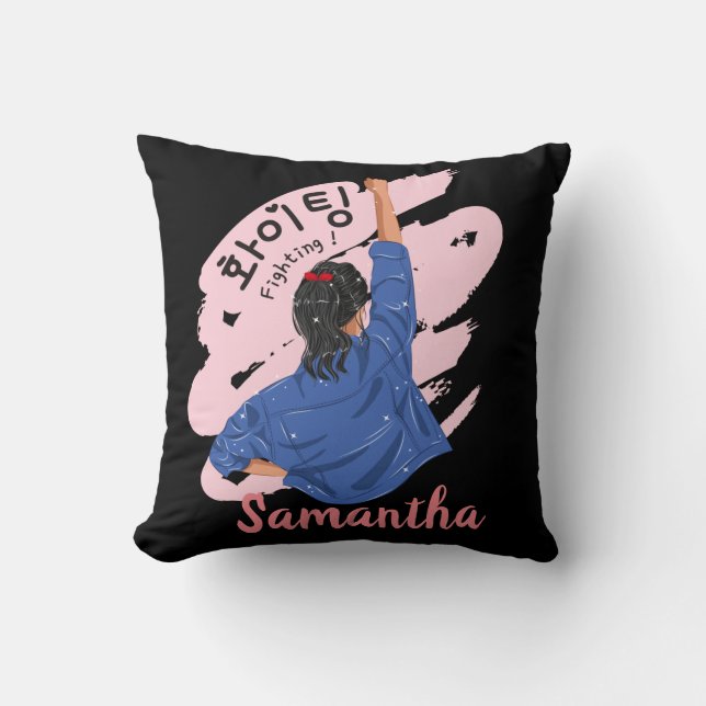 KAMP 화 이 팅 - Lycka till Koreanska Hangul Kudde (Framsida)