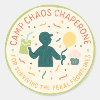 Kamp Chaos Chaperone Parent Badge Sticker Lakan Runt Klistermärke