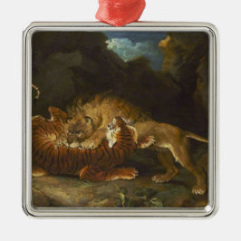 Kamp mellan Lejon och tiger Julgransprydnad Metall